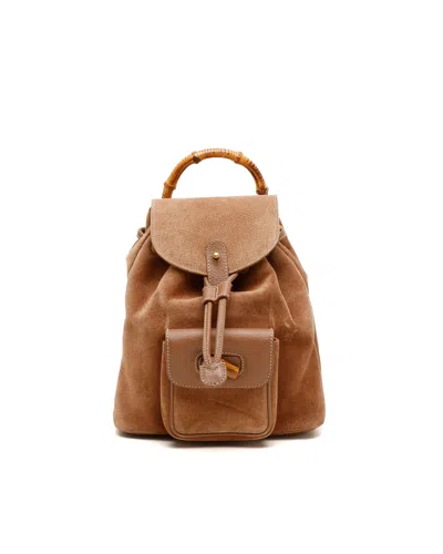 Pre-owned Gucci Mini Bamboo Suede Backpack In Other