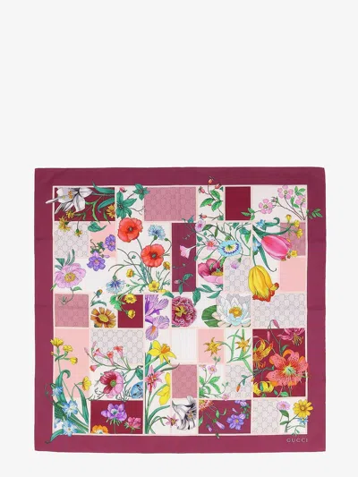 Gucci Mini Block Flora Silk Foulard In Pink
