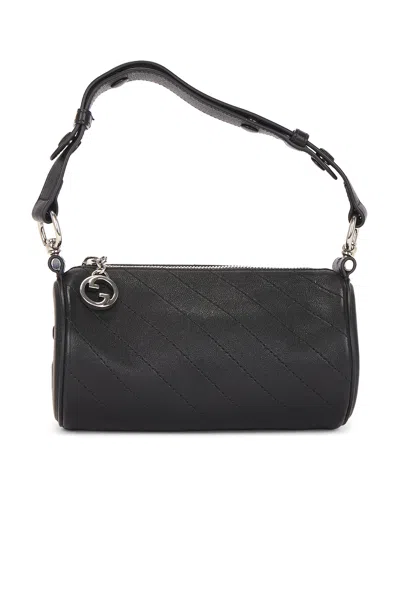 Pre-owned Gucci Mini Blondie Barrel Shoulder Bag In Black