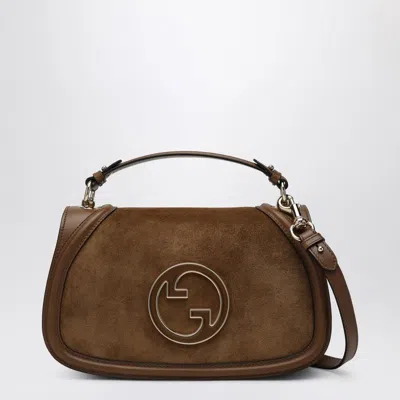 GUCCI GUCCI  MINI BLONDIE BROWN SHOULDER BAG IN SUEDE
