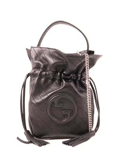 Pre-owned Gucci Mini Blondie Bucket Bag In Black