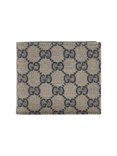 Gucci Mini Blue Coated Gg Canvas Wallet With Leather Interior