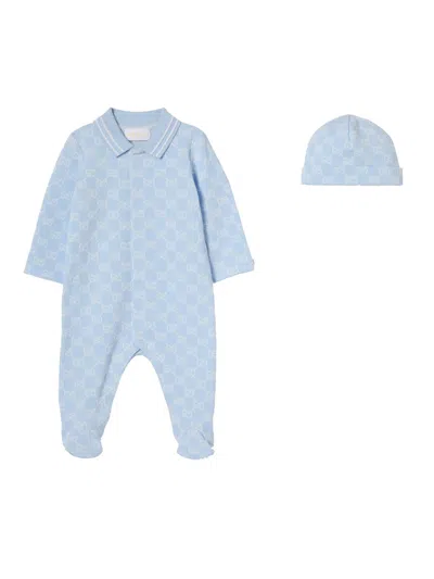 Gucci Mini Bodysuit Set With Beanie Hat In Metallic