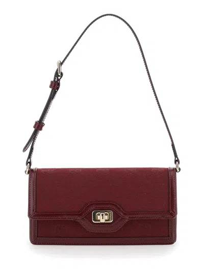 Gucci Mini Borsa A Spalla Con Chiusura A Girello In Gg Canvas Rosso Ancora Donna In Burgundy