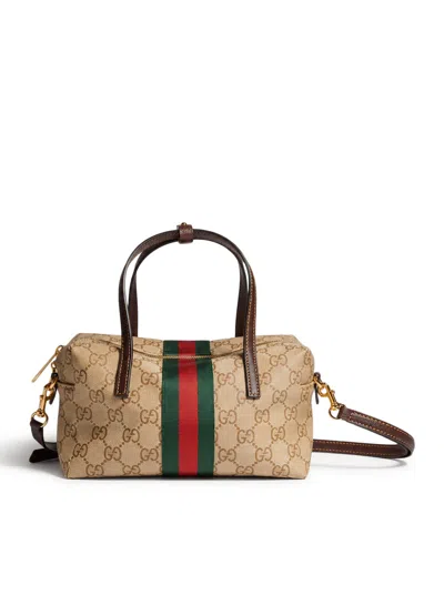 Gucci Mini Boston Bag With Web Detail In Nude