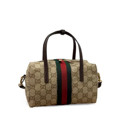 Gucci Mini Boston Gg Supreme Tote Bag In Neutrals/brown