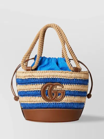 Gucci Mini Bucket Bag Featuring Woven Design In Neutral