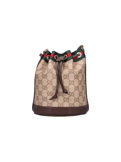 Gucci Web Detailed Mini Bucket Bag In Brown