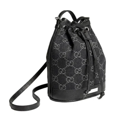 Gucci Mini Bucket Bag With  Plaque In Black