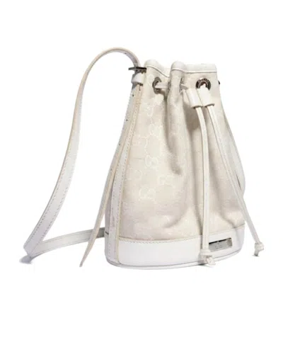 Gucci Mini Bucket Bag With  Plaque In White