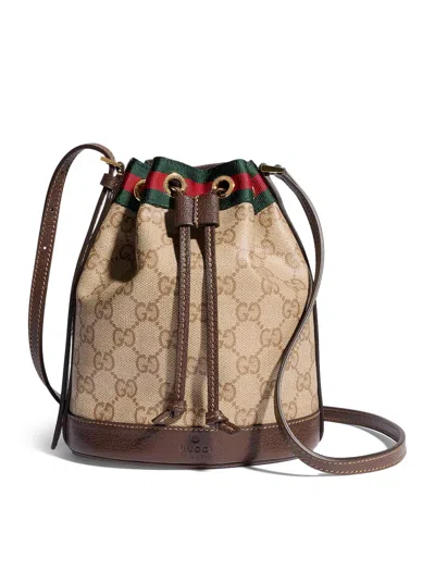 Gucci Mini Bucket Bag With Web Ribbon In Nude
