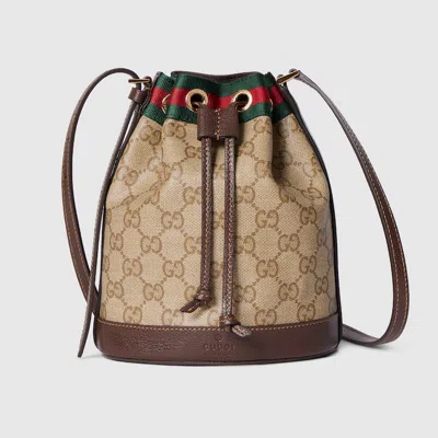 Gucci Mini Bucket Bag With Web In Neutral