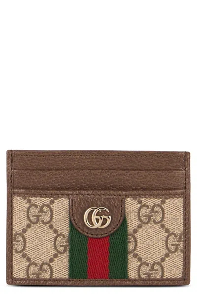 Gucci Mini Cardholder In Elegant Monogram Design In Beige