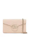 Gucci Mini Chevron-quilted Signature Double G Shoulder Bag In Pink