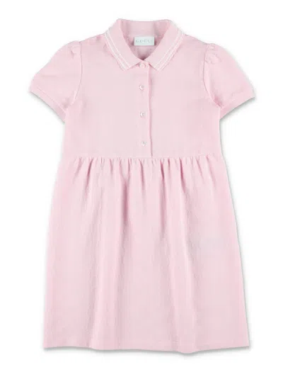 Gucci Mini Cotton Polo Dress For Girls In Baby Pink