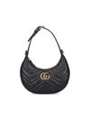 Gucci Mini Gg Marmont Half-moon Shoulder Bag In Black