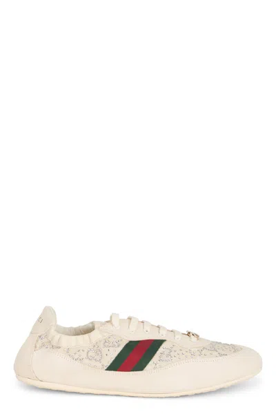 Gucci Cream Calf Leather Bos Taurus Low Top Sneakers In Neutral