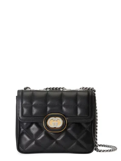 Gucci Deco Mini Leather Shoulder Bag In Black