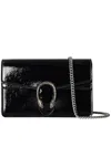Gucci Mini Dionysus Patent Leather Bag In Black