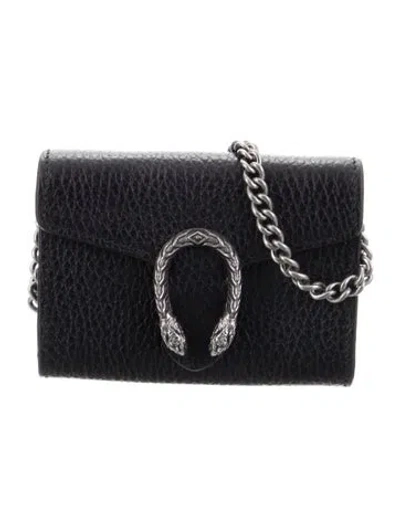 Pre-owned Gucci Mini Dionysus Chain Wallet Dionysus Accent Wallet In Black