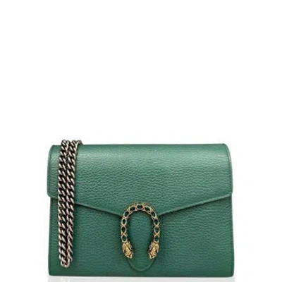 Pre-owned Gucci Mini Dionysus Chain Wallet Green