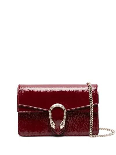 Gucci Dionysus Super Mini Patent Leather Shoulder Bag In Red