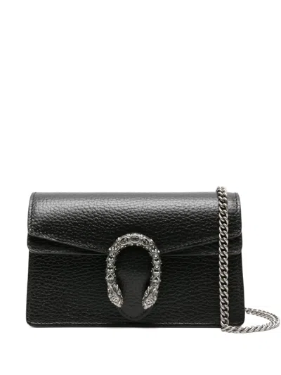 Gucci Mini Dionysus Crystal-embellished Shoulder Bag In Black