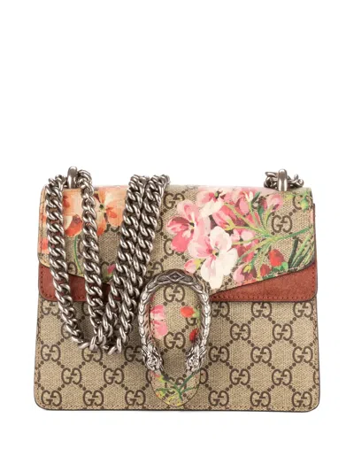 Pre-owned Gucci Mini Dionysus Gg Blooms Shoulder Bag In Neutral