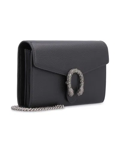 Gucci Dionysus Mini Leather Chain Wallet In Black