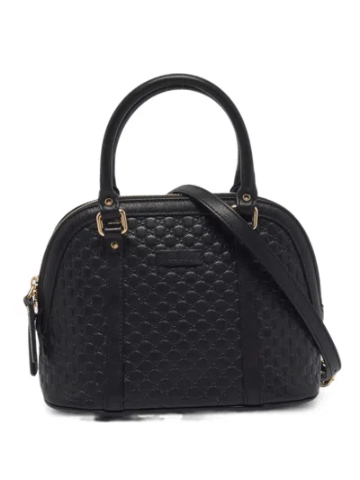 Pre-owned Gucci Mini Dome Microssima Tote Bag In Black
