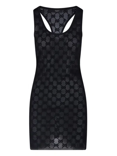 Gucci Mini Dress In Viscose Crêpe In Black