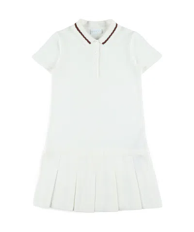 GUCCI GUCCI KIDS WEB DETAIL PLEATED DRESS