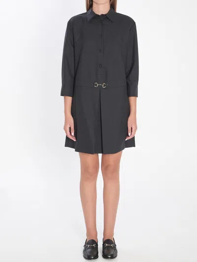 Gucci Mini Dress With Horsebit In Gray
