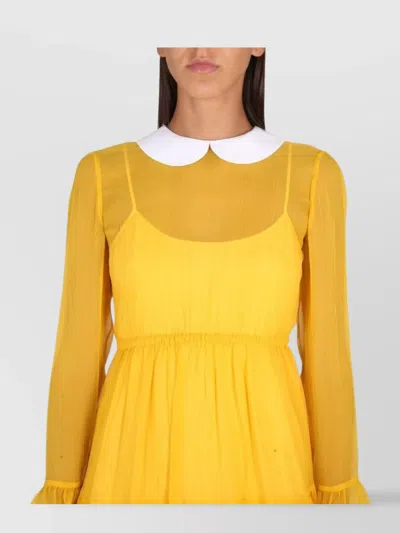 GUCCI MINI DRESS WITH RUFFLED CUFFS AND SHEER SLEEVES