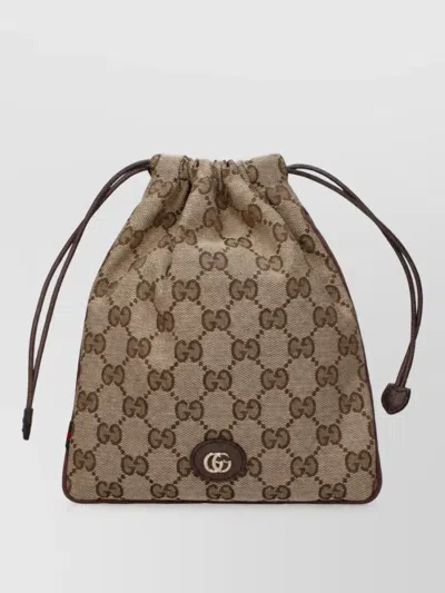 Gucci Mini Fabric Clutch Bag In Brown