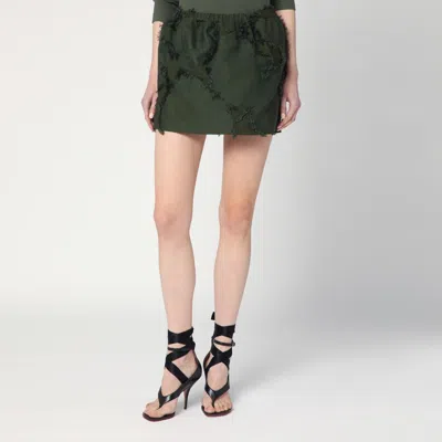 Gucci Mini Forest Green Skirt In Floral Jacquard