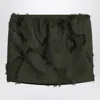 Gucci Womens Frayed-trim Floral Woven Mini Skirt Greysh Army Green In Green