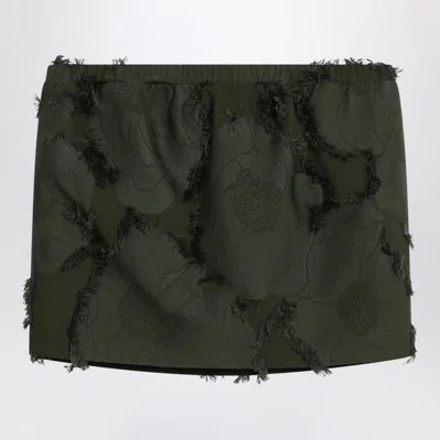 GUCCI GUCCI  MINI FOREST GREEN SKIRT IN FLORAL JACQUARD