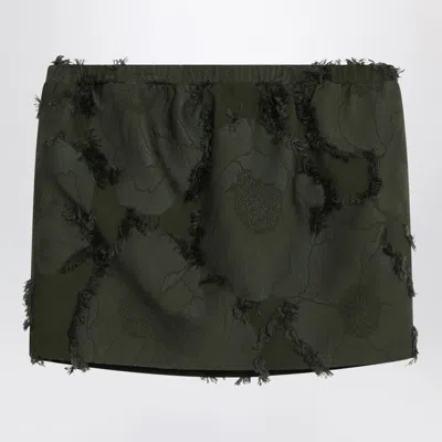 Gucci Mini Forest Green Skirt In Floral Jacquard Women