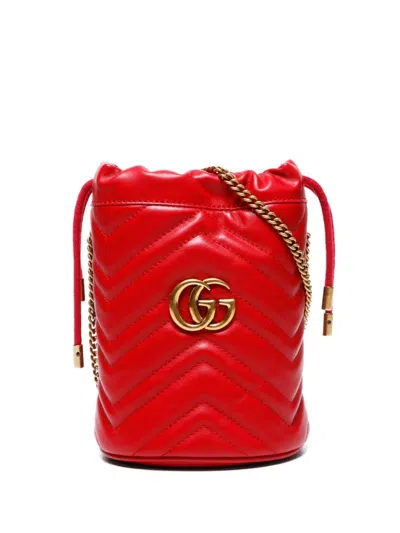 Pre-owned Gucci Mini Gg Bucket Bag In Red