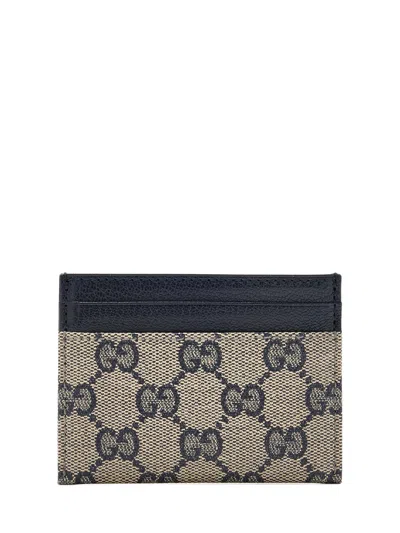 Gucci Mini Gg Canvas Wallet With Leather Interior & Card Slots (made In Italy) In Blu
