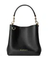 Gucci Gg Emblem Leather Bucket Bag With Frontal Logo