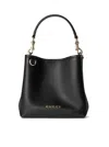 Gucci Gg Emblem Leather Bucket Bag With Frontal Logo In Black