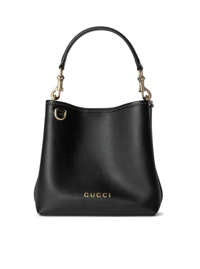 Gucci Gg Emblem Series Mini Bucket Bag In Black