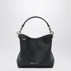 Gucci Gg Emblem Leather Bucket Bag With Frontal Logo In Black