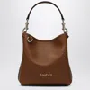 Gucci Gg Emblem Leather Bucket Bag With Frontal Logo In Brown
