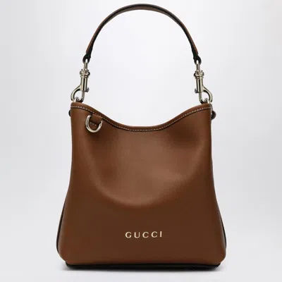 GUCCI GUCCI MINI GG EMBLEM BUCKET BAG BROWN WOMEN