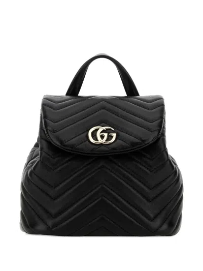 Gucci Gg Marmont Mini Leather Chain Backpack In Black