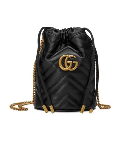GUCCI GUCCI GG MARMONT MINI QUILTED BUCKET BAG