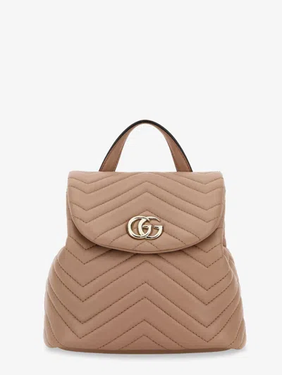Gucci Mini Gg Marmont Leather Backpack In Beige